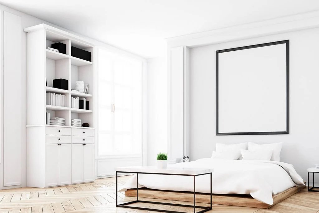 Minimal white living room and interior styling